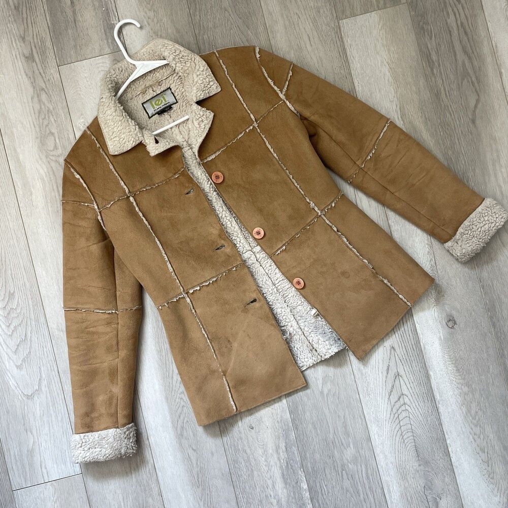 Penny Lane Jacket l.e.i. faux suede shearling womens Brown (small) vintage y2k